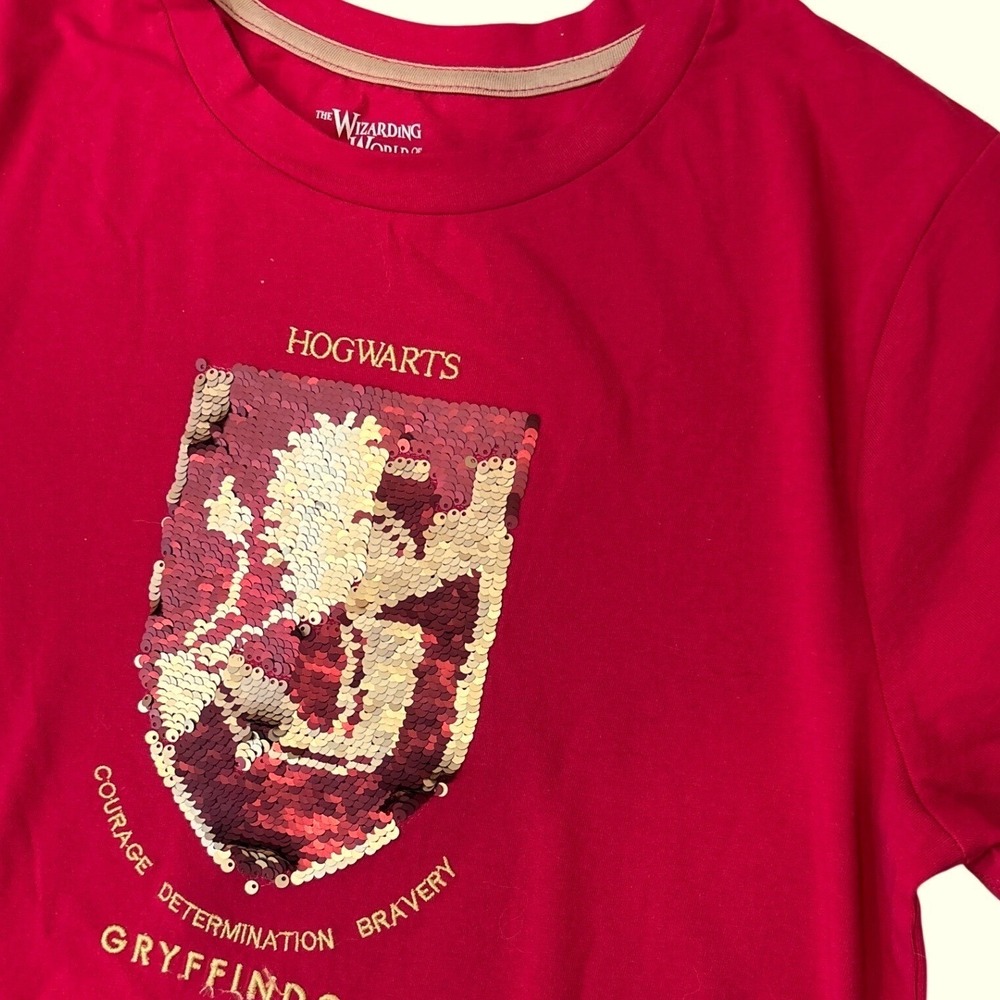 Universal Studios Harry Potter Gryffindor Red Flip Sequin Shirt Kids Large Girls